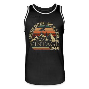 1940's Vintage 1940's Retro 1940's Anniversary Gift - Men's Basketball Jersey - black/white - Front - AI Model Male 185 dark (185cm)