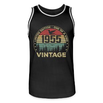 Vintage 1955 Original 1955 Rétro Anniversaire 1955 - Maillot de basket Homme - noir/blanc - Devant - AI Model Male 185 dark (185cm)