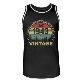 Vintage 1943 Original 1943 Retro Birthday 1943 - Men's Basketball Jersey - black/white - Front - AI Model Male 185 dark (185cm)