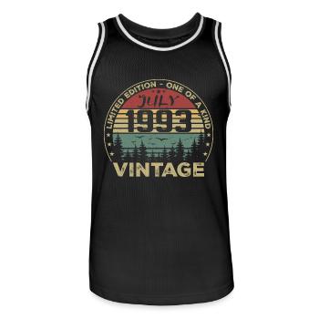 Geburtstagsgeschenk Juli 1993 Jahrgang 1993 - Männer Basketball-Trikot - Schwarz/Weiß - Vorne - AI Model Male 185 dark (185cm)