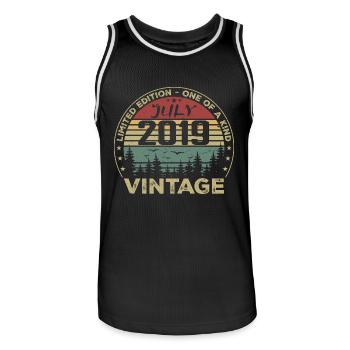 Cadeau D'anniversaire Juillet 2019 Vintage 2019 - Maillot de basket Homme - noir/blanc - Devant - AI Model Male 185 dark (185cm)