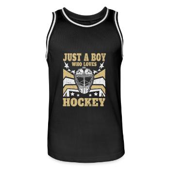 Hockey sur glace Hockey - Juste un garçon qui aime le hockey - Maillot de basket Homme - noir/blanc - Devant - AI Model Male 185 dark (185cm)