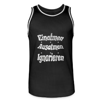 Einatmen Ausatmen Sarkasmus Ironie Lustiger Spruch - Männer Basketball-Trikot - Schwarz/Weiß - Vorne - AI Model Male 185 dark (185cm)