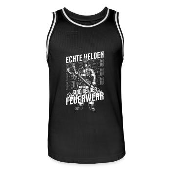 Pompiers - De vrais héros sont dans les pompiers - Maillot de basket Homme - noir/blanc - Devant - AI Model Male 185 dark (185cm)
