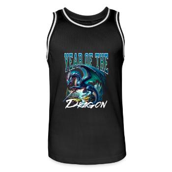 Year of the Dragon 2024 - Chinese Zodiac - Men's Basketball Jersey - black/white - Front - AI Model Male 185 dark (185cm)