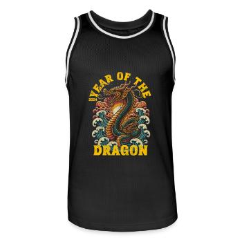 Year of the Dragon 2024 - Chinese Zodiac - Men's Basketball Jersey - black/white - Front - AI Model Male 185 dark (185cm)