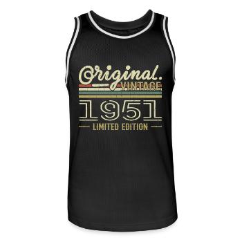 1951 Retro Anniversary 1951 Original 1951 Vintage - Men's Basketball Jersey - black/white - Front - AI Model Male 185 dark (185cm)