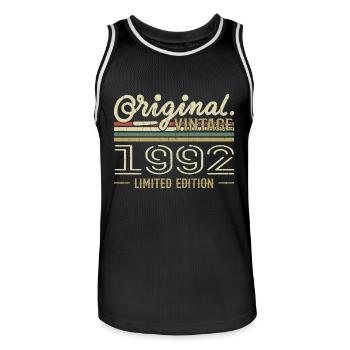 1992 Retro Birthday 1992 Original 1992 Vintage - Men's Basketball Jersey - black/white - Front - AI Model Male 185 dark (185cm)