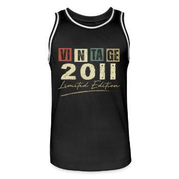 Vintage 2011 Original Cadeau Anniversaire 2011 - Maillot de basket Homme - noir/blanc - Devant - AI Model Male 185 dark (185cm)