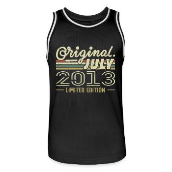 July 2013 Original Birthday Gift 2013 - Men's Basketball Jersey - black/white - Front - AI Model Male 185 dark (185cm)