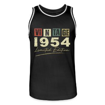 Jahrgang 1954 Original 1954 Jubiläumsgeschenk - Männer Basketball-Trikot - Schwarz/Weiß - Vorne - AI Model Male 185 dark (185cm)