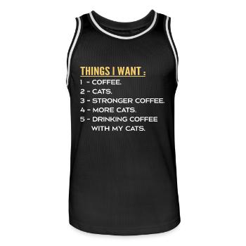 Things I Want Coffee And Cats - I Like Cats Coffee - Men's Basketball Jersey - black/white - Front - AI Model Male 185 dark (185cm)