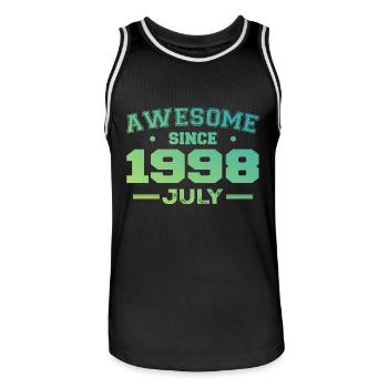 Juillet 1998 Fête Anniversaire Juillet 1998 Rétro - Maillot de basket Homme - noir/blanc - Devant - AI Model Male 185 dark (185cm)