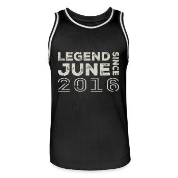 June 2016 Birthday June 2016 June Gift 2016 - Men's Basketball Jersey - black/white - Front - AI Model Male 185 dark (185cm)
