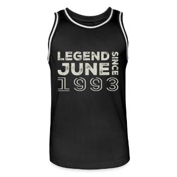 June 1993 Birthday June 1993 June Gift 1993 - Men's Basketball Jersey - black/white - Front - AI Model Male 185 dark (185cm)