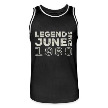 June 1960 Birthday June 1960 June Gift 1960 - Men's Basketball Jersey - black/white - Front - AI Model Male 185 dark (185cm)