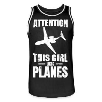 Cette fille aime les avions - Maillot de basket Homme - noir/blanc - Devant - AI Model Male 185 dark (185cm)