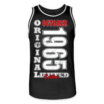 60. Geburtstag Vintage Oktober Jahrgang 1965 - Männer Basketball-Trikot - Schwarz/Weiß - Vorne - AI Model Male 185 dark (185cm)