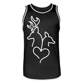 Cerf et chevreuil avec cœur - Maillot de basket Homme - noir/blanc - Devant - AI Model Male 185 dark (185cm)