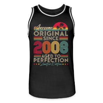 2008 Vintage Original Retro Geburtstagsgeschenk - Männer Basketball-Trikot - Schwarz/Weiß - Vorne - AI Model Male 185 dark (185cm)