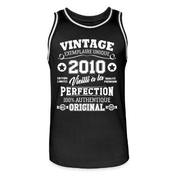 Cadeau D'anniversaire Vintage Fabriqué En 2010 - Maillot de basket Homme - noir/blanc - Devant - AI Model Male 185 dark (185cm)