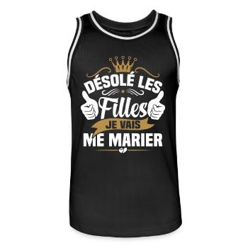 Désolé les filles je vais me marier - Maillot de basket Homme - noir/blanc - Devant - AI Model Male 185 dark (185cm)