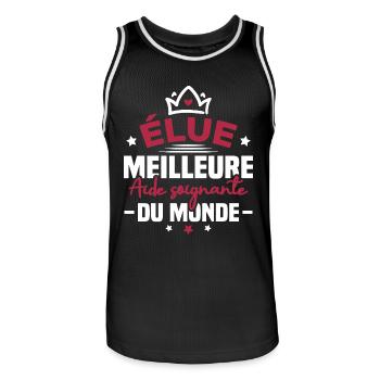 Élue meilleure aide soignante du monde - Maillot de basket Homme - noir/blanc - Devant - AI Model Male 185 dark (185cm)
