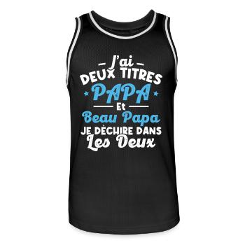 J'ai deux titres papa et beau papa - Maillot de basket Homme - noir/blanc - Devant - AI Model Male 185 dark (185cm)