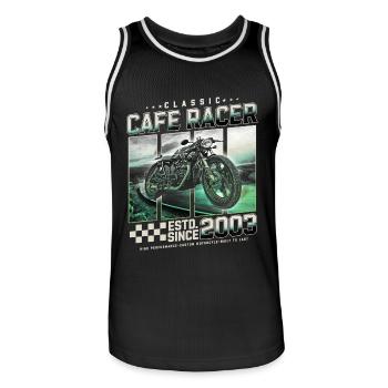 Cafe Racer 2003 Birthday Gift - Men's Basketball Jersey - black/white - Front - AI Model Male 185 dark (185cm)