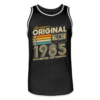 1985 Vintage Born Vintage Retro Birthday - Men's Basketball Jersey - black/white - Front - AI Model Male 185 dark (185cm)