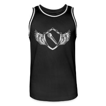 Armoiries du microphone - Maillot de basket Homme - noir/blanc - Devant - AI Model Male 185 dark (185cm)