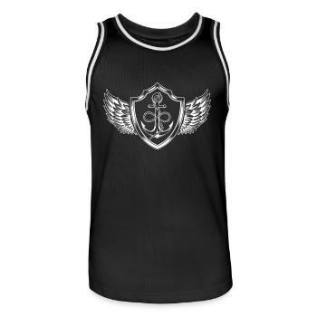 Anchor Coat of Arms - Men's Basketball Jersey - black/white - Front - AI Model Male 185 dark (185cm)