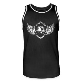 Feuerwehrhelm Wappen - Männer Basketball-Trikot - Schwarz/Weiß - Vorne - AI Model Male 185 dark (185cm)