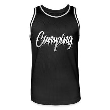 Camping - Männer Basketball-Trikot - Schwarz/Weiß - Vorne - AI Model Male 185 dark (185cm)
