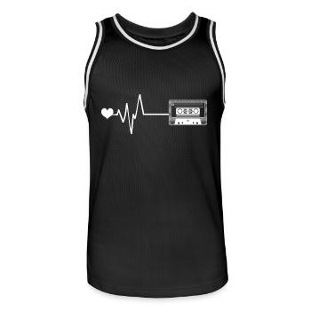 Kassette Puls Herzschlag - Männer Basketball-Trikot - Schwarz/Weiß - Vorne - AI Model Male 185 dark (185cm)