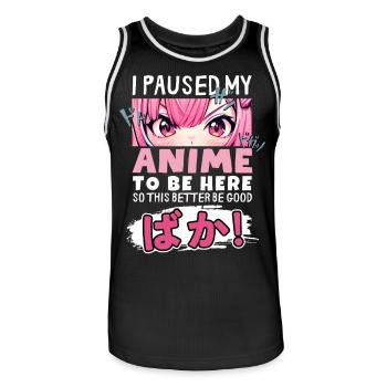 I Paused My Anime To Be Here BAKA! Kawaii Otaku - Men's Basketball Jersey - black/white - Front - AI Model Male 185 dark (185cm)
