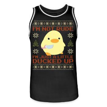 Ente mit Messer Meme I'm ducked up Ugly Christmas - Männer Basketball-Trikot - Schwarz/Weiß - Vorne - AI Model Male 185 dark (185cm)