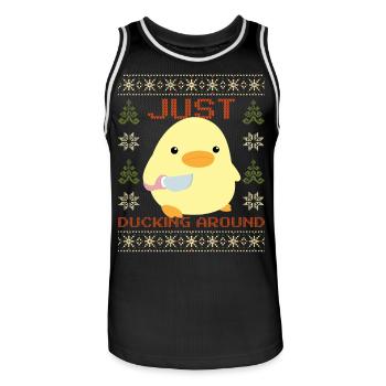 Ente mit Messer Meme Duckin' around Ugly Christmas - Männer Basketball-Trikot - Schwarz/Weiß - Vorne - AI Model Male 185 dark (185cm)
