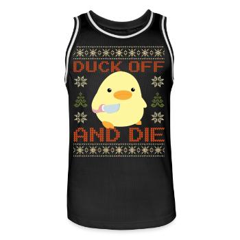 Ente mit Messer Meme - Duck Off Ugly Christmas - Männer Basketball-Trikot - Schwarz/Weiß - Vorne - AI Model Male 185 dark (185cm)