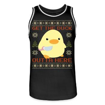 Ente mit Messer Meme - Get the Duck Ugly Christmas - Männer Basketball-Trikot - Schwarz/Weiß - Vorne - AI Model Male 185 dark (185cm)