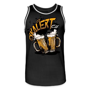 "Es eskaliert eh" Party Kostüm für Mädelsabend - Männer Basketball-Trikot - Schwarz/Weiß - Vorne - AI Model Male 185 dark (185cm)