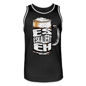 "Es eskaliert eh" Party Kostüm für Mädelsabend - Männer Basketball-Trikot - Schwarz/Weiß - Vorne - AI Model Male 185 dark (185cm)