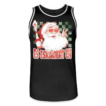 "Es eskaliert eh" Party Kostüm für Weihnachten - Männer Basketball-Trikot - Schwarz/Weiß - Vorne - AI Model Male 185 dark (185cm)