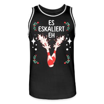 "Es eskaliert eh" Party Kostüm für Weihnachten - Männer Basketball-Trikot - Schwarz/Weiß - Vorne - AI Model Male 185 dark (185cm)