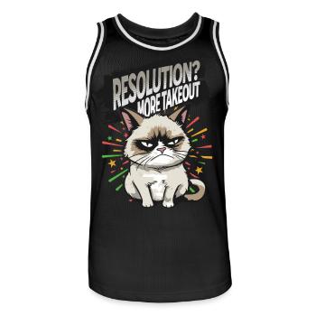 More Takeout - Angry Cat Happy New Year Pajamas - Männer Basketball-Trikot - Schwarz/Weiß - Vorne - AI Model Male 185 dark (185cm)