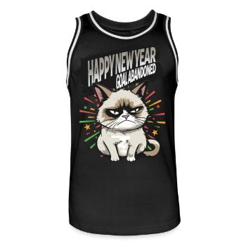 Goal abandoned - Angry Cat Happy New Year Pajamas - Männer Basketball-Trikot - Schwarz/Weiß - Vorne - AI Model Male 185 dark (185cm)