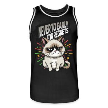 Early Regrets - Angry Cat Happy New Year Pajamas - Männer Basketball-Trikot - Schwarz/Weiß - Vorne - AI Model Male 185 dark (185cm)