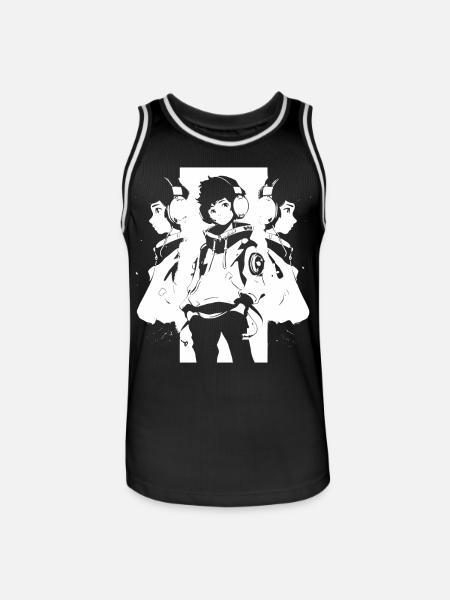 Shibuya's cool Cyberpunk Style Anime Boy Otaku - Men's Basketball Jersey - black/white