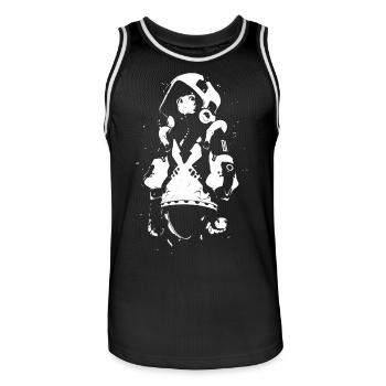 Le cool Cyberpunk Style Anime Boy Otaku de Shibuya - Maillot de basket Homme - noir/blanc - Devant - AI Model Male 185 dark (185cm)