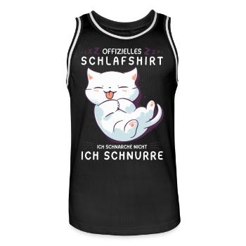 Offizielles Schlafshirt personalisiert mit Katze - Männer Basketball-Trikot - Schwarz/Weiß - Vorne - AI Model Male 185 dark (185cm)